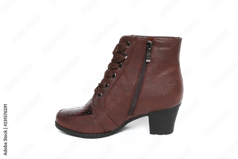 Women's demi-season shoes leather isolated on white background Women's demi-season shoes leather isolated on white background