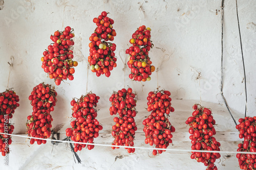 Hanging cherry tomatoes