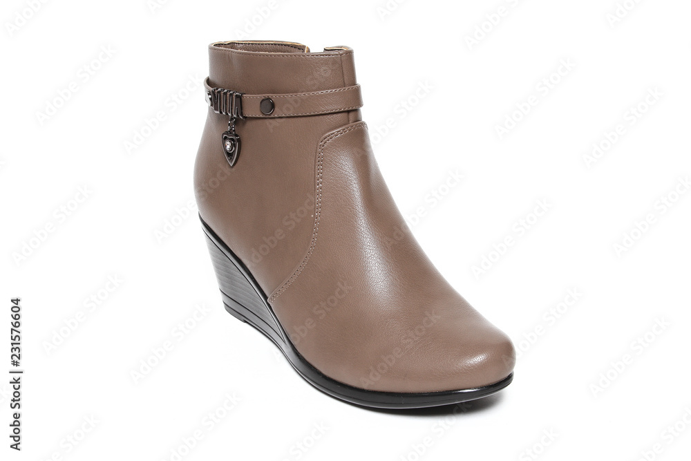 Women's demi-season shoes leather isolated on white background Women's demi-season shoes leather isolated on white background