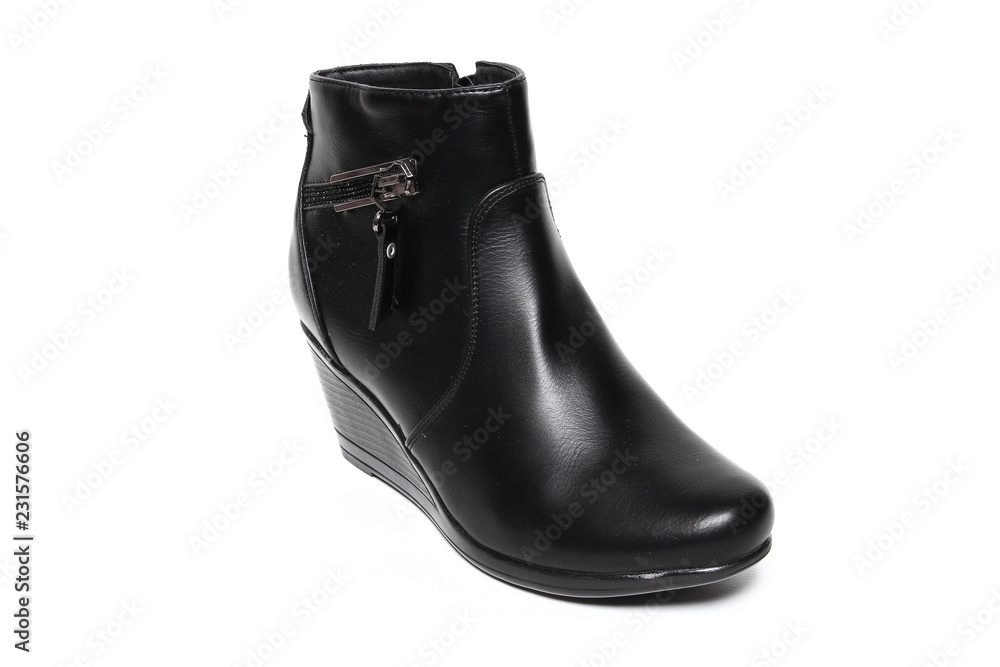Women's demi-season shoes leather isolated on white background Women's demi-season shoes leather isolated on white background