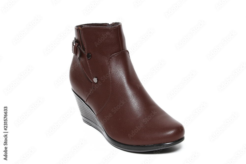 Women's demi-season shoes leather isolated on white background Women's demi-season shoes leather isolated on white background