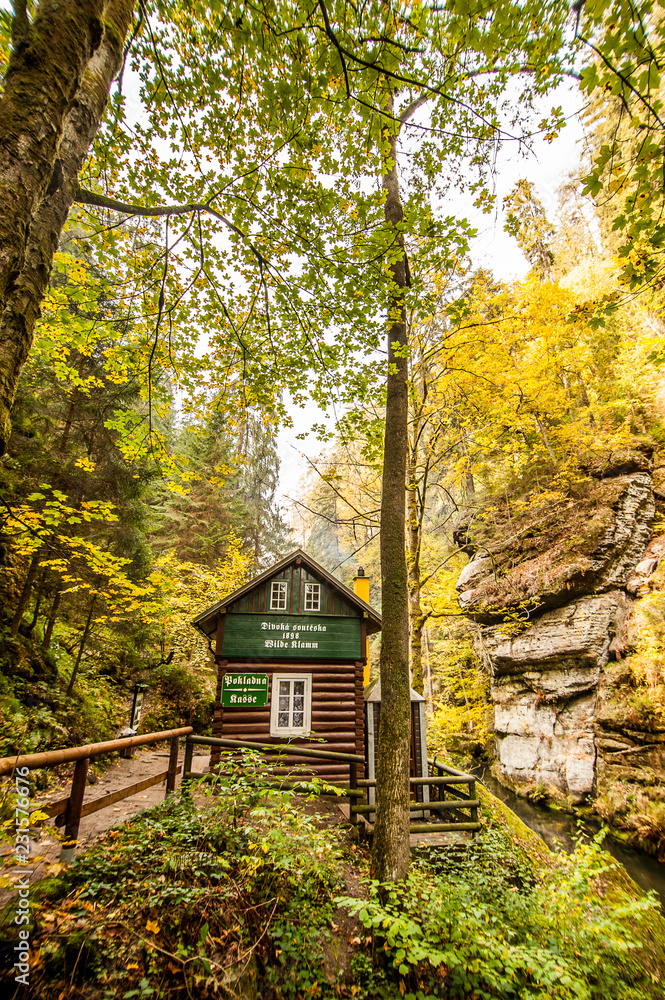 Hut in Hrensko national Park, situated in Bohemian Switzerland, Czech Republic Hut in Hrensko national Park, situated in Bohemian Switzerland, Czech Republic