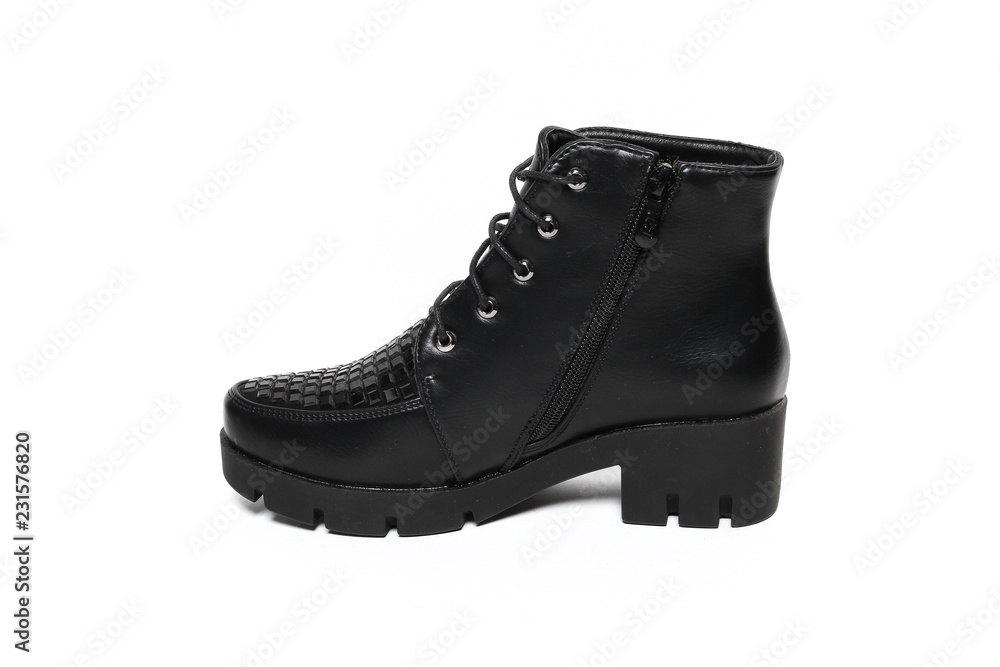 Women's demi-season shoes leather isolated on white background Women's demi-season shoes leather isolated on white background