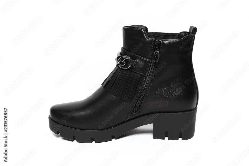 Women's demi-season shoes leather isolated on white background Women's demi-season shoes leather isolated on white background