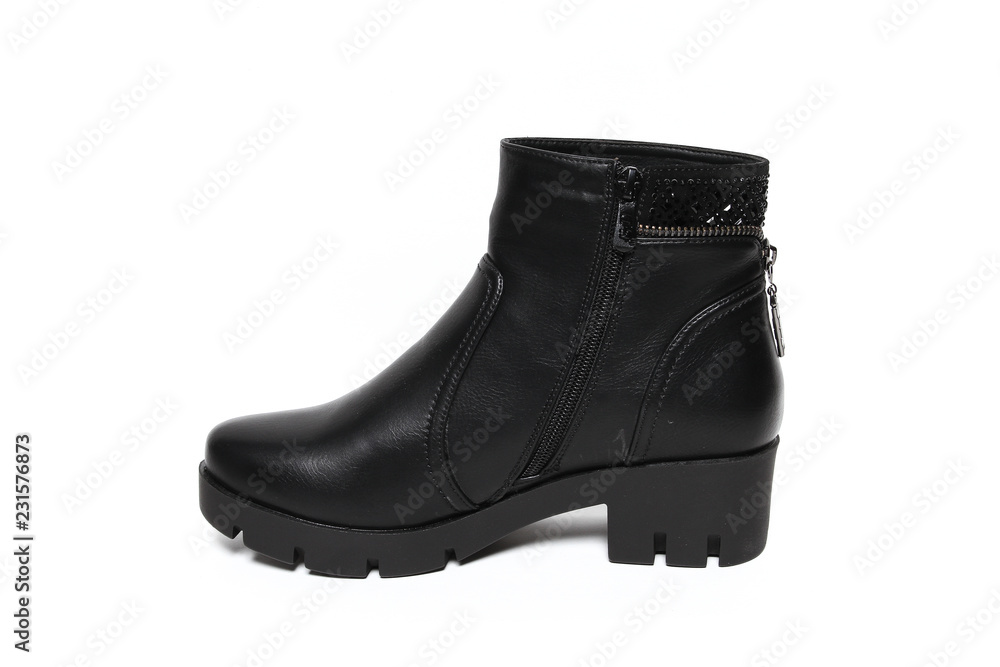 Women's demi-season shoes leather isolated on white background Women's demi-season shoes leather isolated on white background