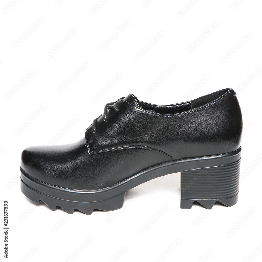 Women's demi-season shoes leather isolated on white background Women's demi-season shoes leather isolated on white background