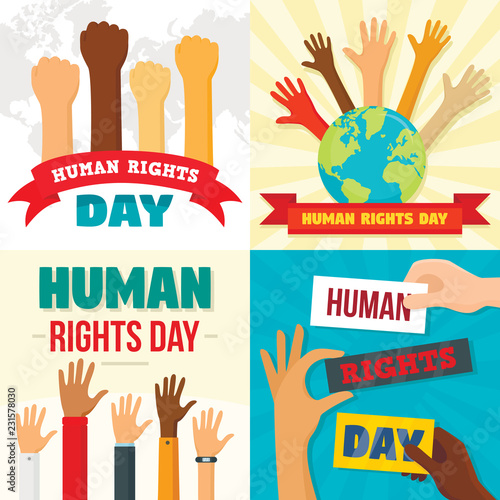 Rights day banner set. Flat illustration of rights day vector banner set for web design