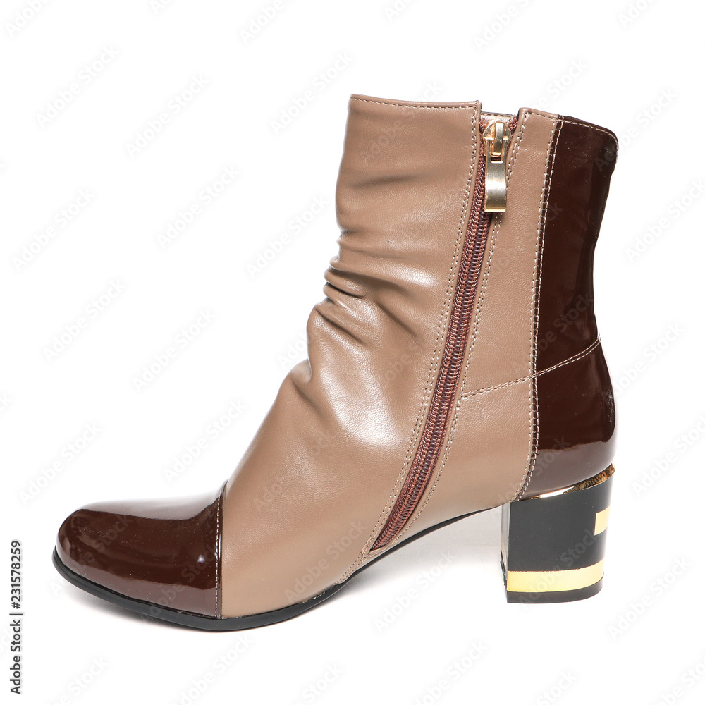 Women's demi-season shoes leather isolated on white background Women's demi-season shoes leather isolated on white background