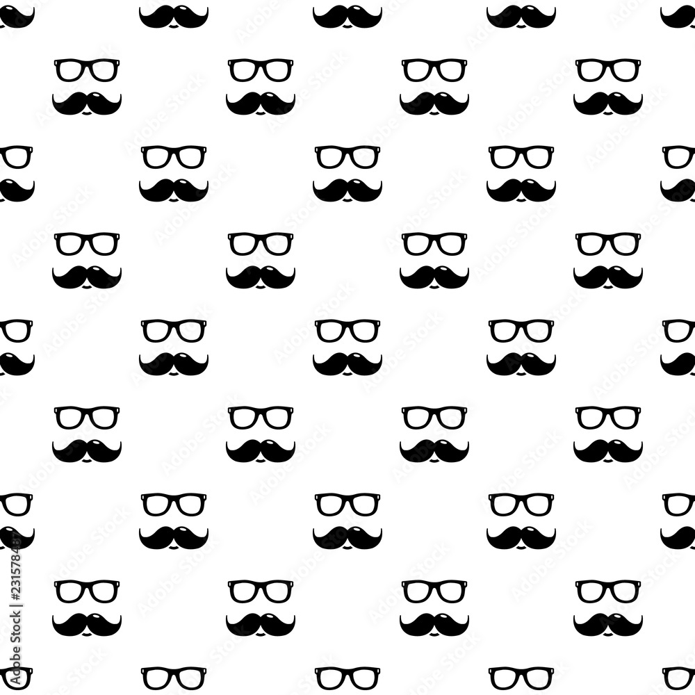 Nerd glasses mustaches pattern vector seamless repeating for any web design
