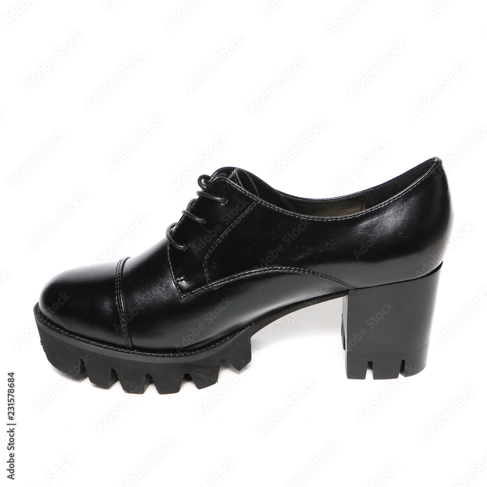 Women's demi-season shoes leather isolated on white background Women's demi-season shoes leather isolated on white background