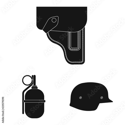Isolated object of weapon and gun logo. Set of weapon and army stock vector illustration.