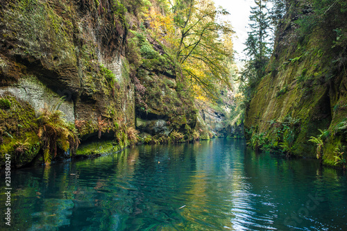 Picturesque view of Hrensko national Park  situated in Bohemian Switzerland  Czech Republic 