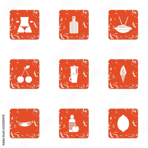 Body weight icons set. Grunge set of 9 body weight vector icons for web isolated on white background