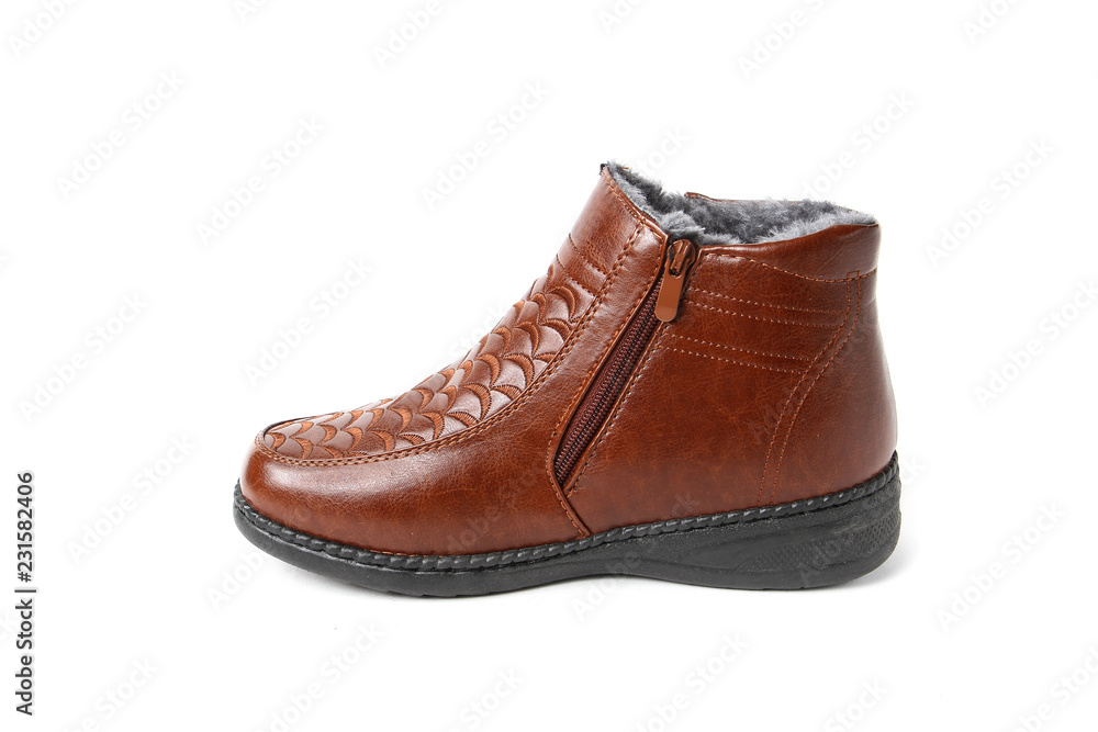Women's demi-season shoes leather isolated on white background Women's demi-season shoes leather isolated on white background