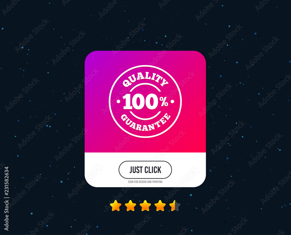 One hundred percent quality guarantee sign icon One hundred percent quality guarantee sign icon