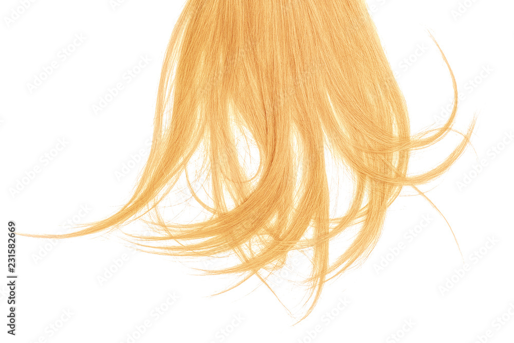 Disheveled blond hair isolated on white background