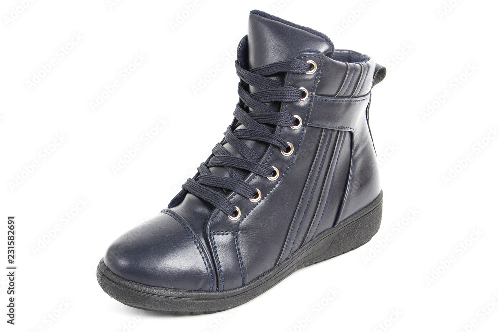 Women's demi-season shoes leather isolated on white background