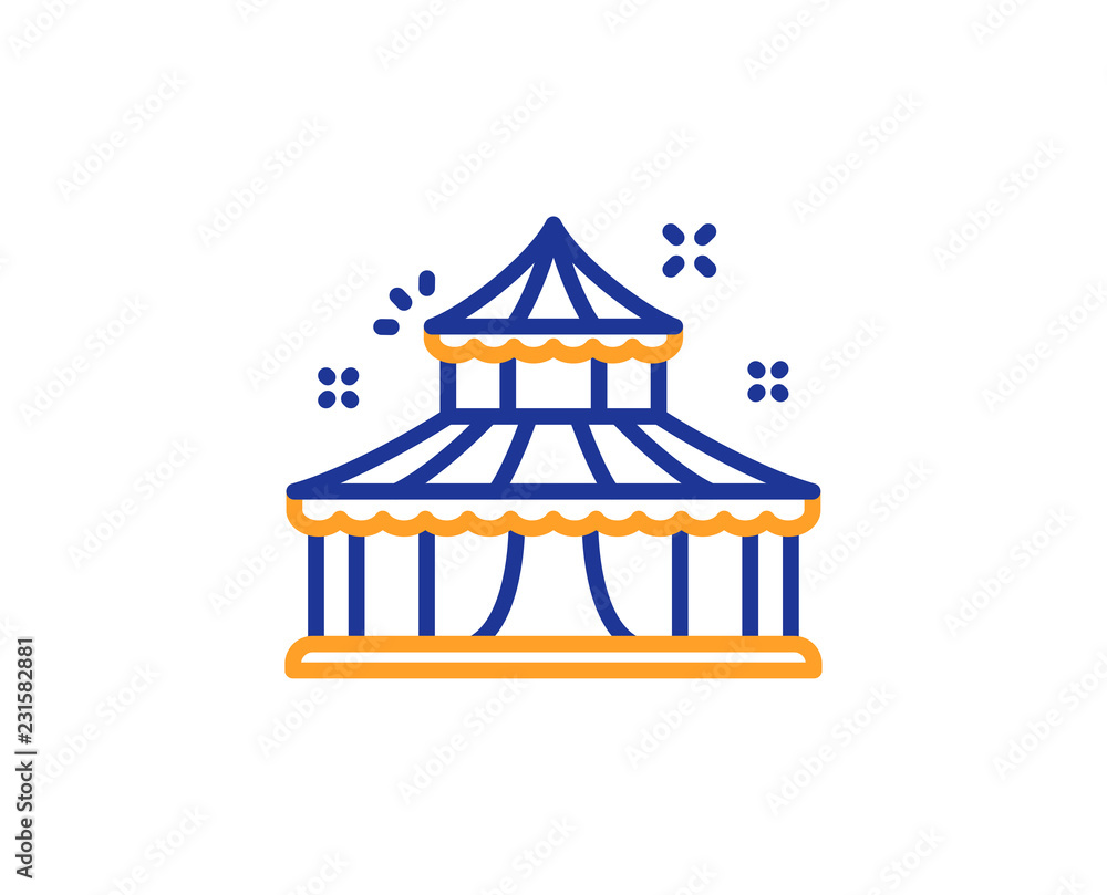 Fototapeta premium Circus line icon. Amusement park sign. Colorful outline concept. Blue and orange thin line color icon. Circus Vector