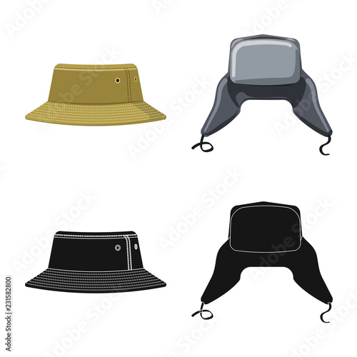 Isolated object of headgear and cap logo. Collection of headgear and accessory vector icon for stock.