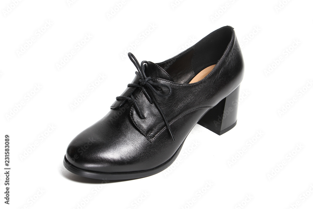Women's demi-season shoes leather isolated on white background Women's demi-season shoes leather isolated on white background