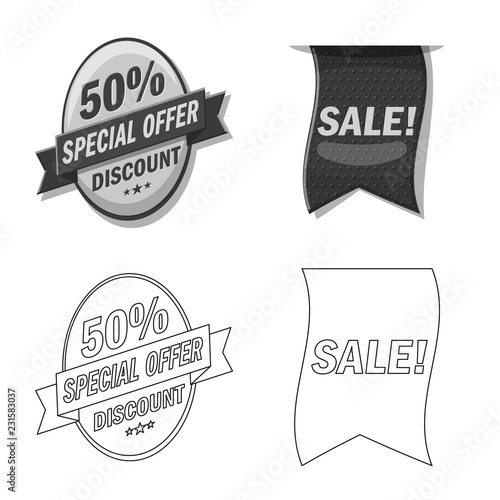 Vector illustration of emblem and badge logo. Set of emblem and sticker stock symbol for web.