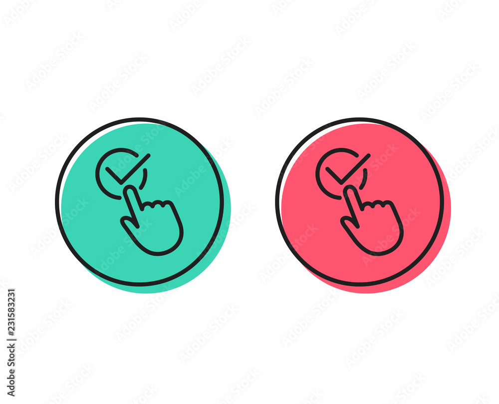 Checkbox line icon. Accepted or confirmed sign. Approve symbol. Positive and negative circle buttons concept. Good or bad symbols. Checkbox Vector Checkbox line icon. Accepted or confirmed sign. Approve symbol. Positive and negative circle buttons concept. Good or bad symbols. Checkbox Vector