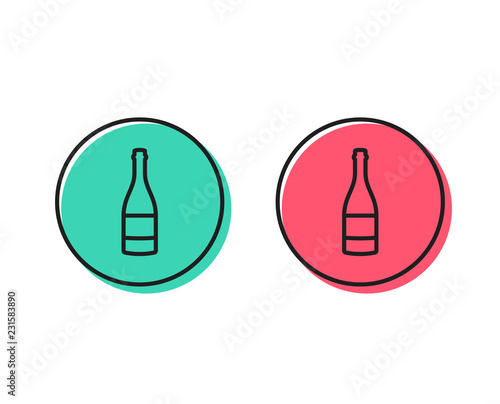 Champagne bottle line icon. Anniversary alcohol sign. Celebration event drink. Positive and negative circle buttons concept. Good or bad symbols. Champagne bottle Vector