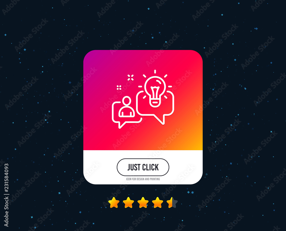 Idea line icon. Business management sign. Employee creativity symbol. Web or internet line icon design. Rating stars. Just click button. Idea vector Idea line icon. Business management sign. Employee creativity symbol. Web or internet line icon design. Rating stars. Just click button. Idea vector