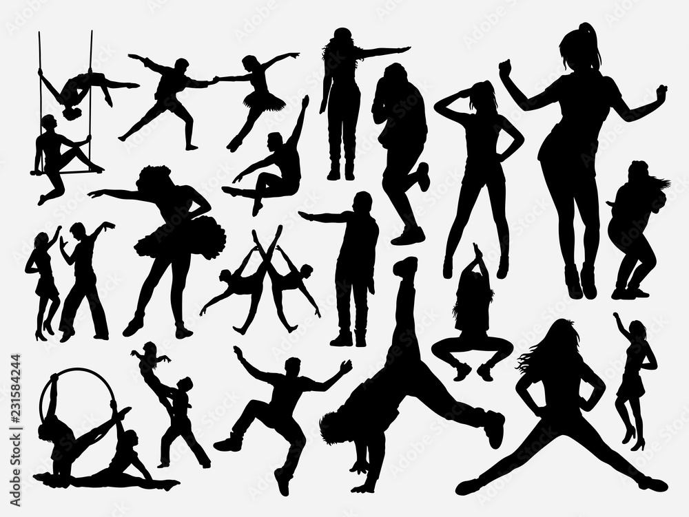 Dancing male and female silhouette for symbol, logo, web icon, mascot, game elements, mascot, sign, sticker design, or any design you want. Easy to use.
