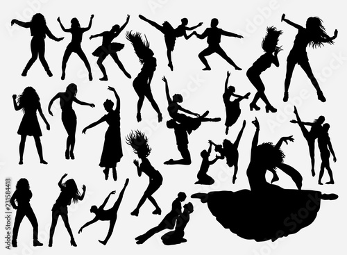 Dancing activity silhouette for symbol, logo, web icon, mascot, game elements, mascot, sign, sticker design, or any design you want. Easy to use. 