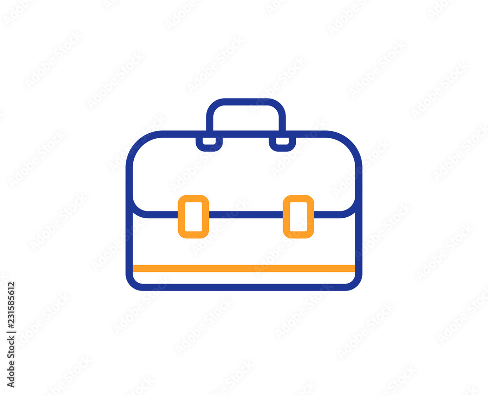 Business case line icon. Portfolio symbol. Diplomat sign. Colorful outline concept. Blue and orange thin line color icon. Portfolio Vector Business case line icon. Portfolio symbol. Diplomat sign. Colorful outline concept. Blue and orange thin line color icon. Portfolio Vector