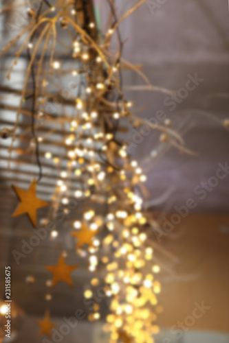 Abstract blurred background with stars and bokeh effect
