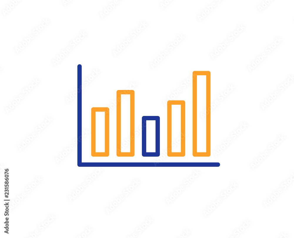 Column chart line icon. Financial graph sign. Stock exchange symbol. Business investment. Colorful outline concept. Blue and orange thin line color icon. Column chart Vector Column chart line icon. Financial graph sign. Stock exchange symbol. Business investment. Colorful outline concept. Blue and orange thin line color icon. Column chart Vector