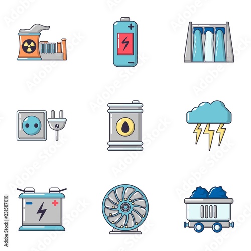 Bioenergy icons set. Cartoon set of 9 bioenergy vector icons for web isolated on white background
