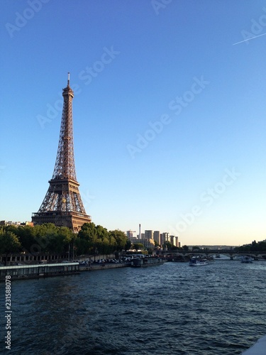 view of eiffel tower from river seine