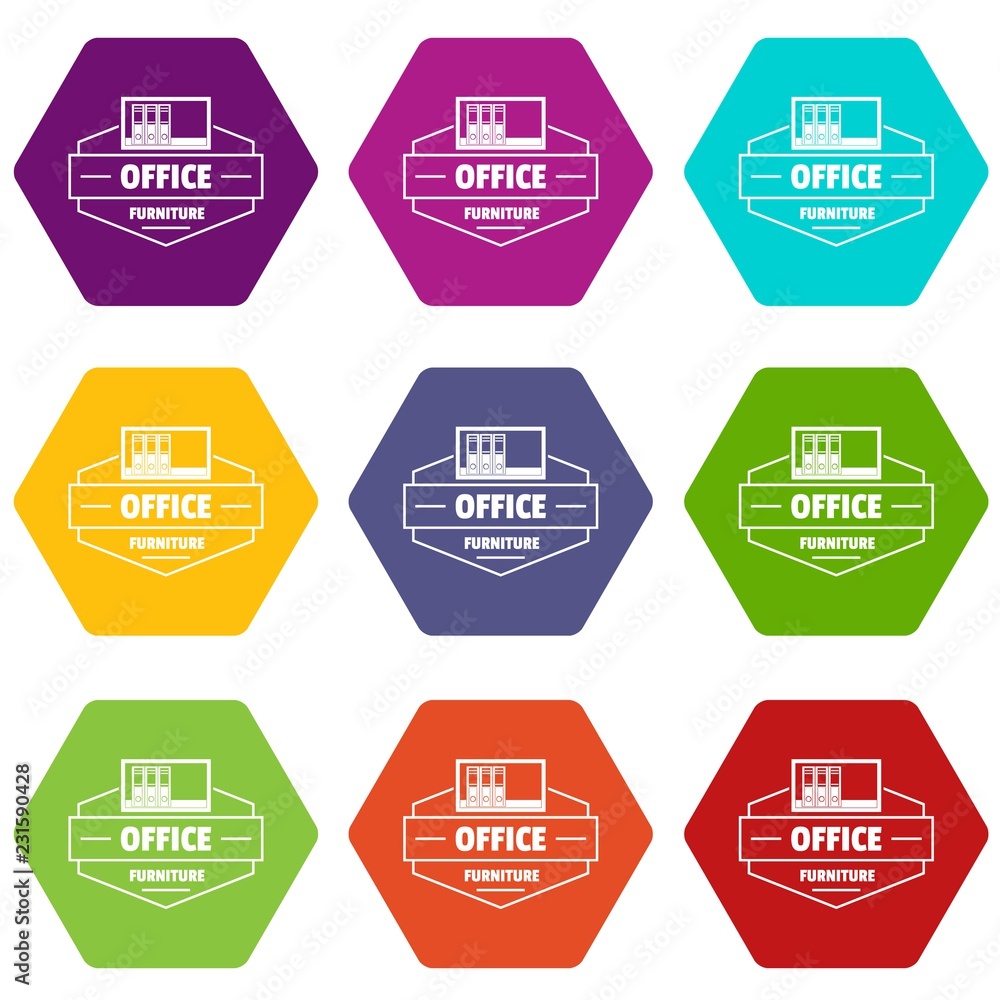 Modern office icons 9 set coloful isolated on white for web Modern office icons 9 set coloful isolated on white for web