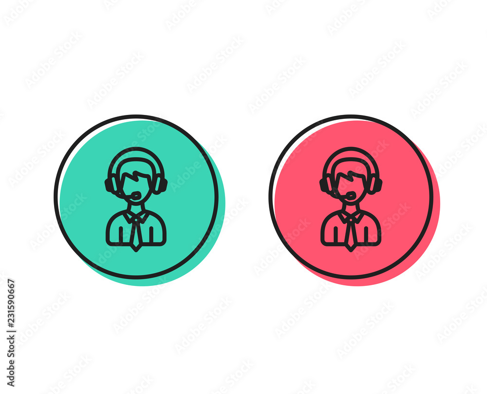 Shipping support line icon. Delivery manager sign. Logistics help symbol. Positive and negative circle buttons concept. Good or bad symbols. Shipping support Vector Shipping support line icon. Delivery manager sign. Logistics help symbol. Positive and negative circle buttons concept. Good or bad symbols. Shipping support Vector