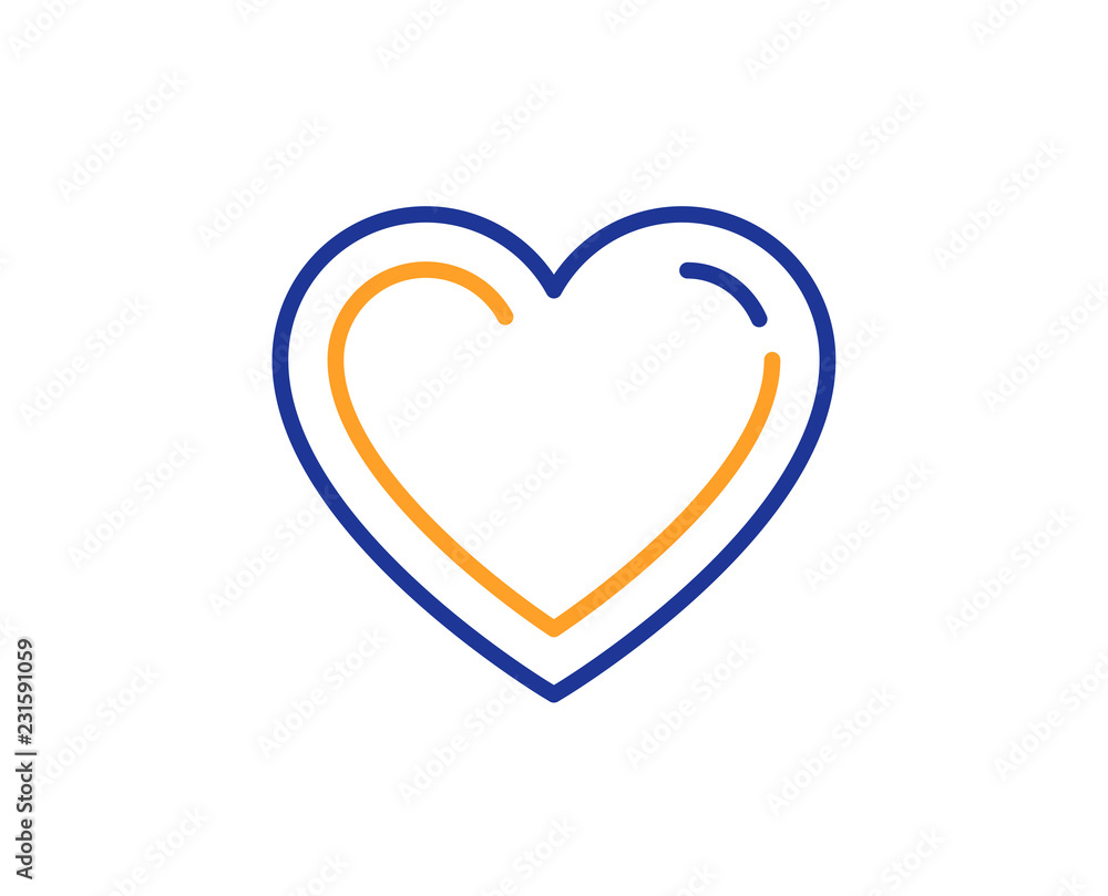 Heart line icon. Love sign. Valentines Day sign symbol. Colorful outline concept. Blue and orange thin line color icon. Heart Vector Heart line icon. Love sign. Valentines Day sign symbol. Colorful outline concept. Blue and orange thin line color icon. Heart Vector