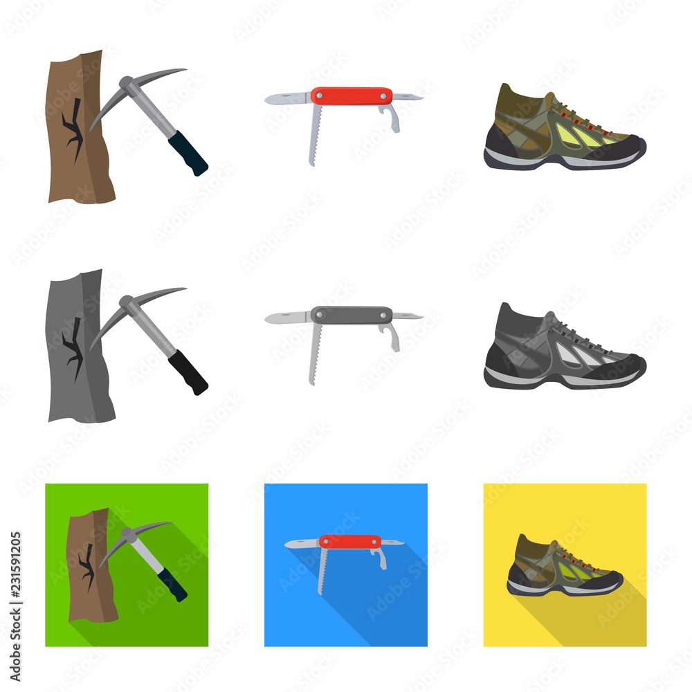 Vector design of mountaineering and peak symbol. Collection of mountaineering and camp vector icon for stock. Vector design of mountaineering and peak symbol. Collection of mountaineering and camp vector icon for stock.
