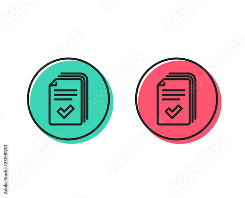 Handout line icon. Documents example sign. Positive and negative circle buttons concept. Good or bad symbols. Handout Vector