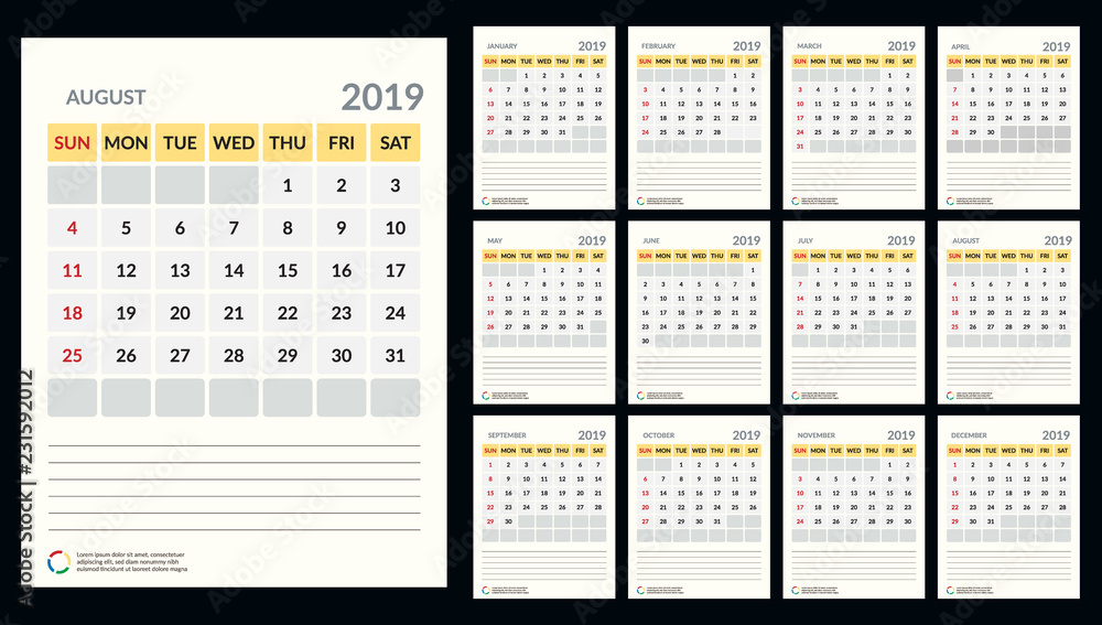 November 2019 desk calendar vector illustration, simple and clean design. November 2019 desk calendar vector illustration, simple and clean design.