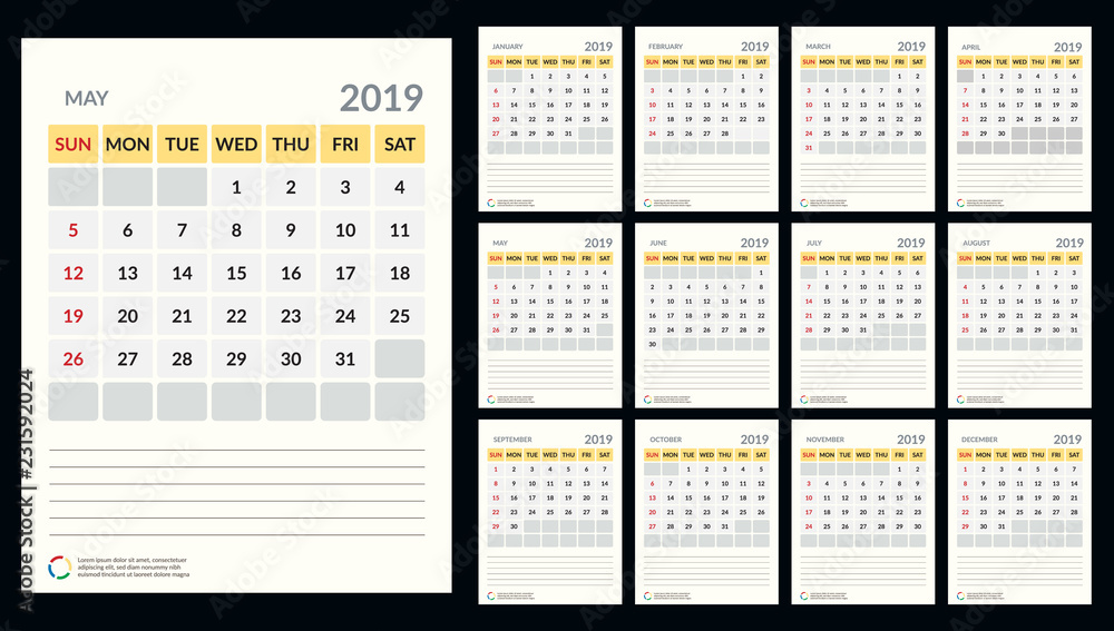 November 2019 desk calendar vector illustration, simple and clean design. November 2019 desk calendar vector illustration, simple and clean design.