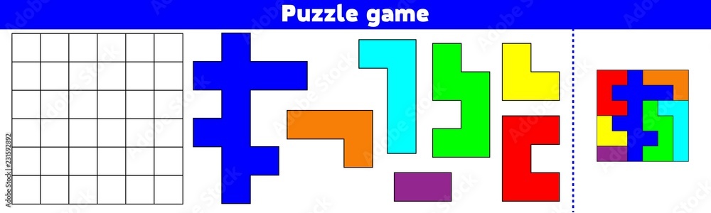 Fototapeta premium Puzzle game. Complete the Pattern. Education logic game for preschool kids. Vector Illustration