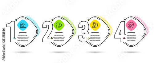 Infographic timeline. Set of Third party, Best manager and Face id icons. Healthy face sign. Team leader, Best developer, Identification system. Healthy cosmetics. Timeline vector