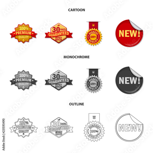 Vector design of emblem and badge symbol. Collection of emblem and sticker stock symbol for web.