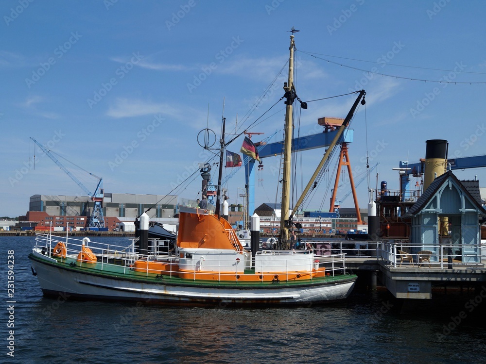 Boat at the pier. Nord Germany - Kiel