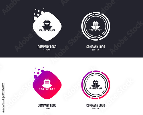 Logotype concept. Ship or boat sign icon. Shipping delivery symbol. With chimneys or pipes. Logo design. Colorful buttons with icons. Vector