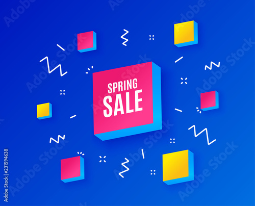 Fototapeta Naklejka Na Ścianę i Meble -  Spring Sale. Special offer price sign. Advertising Discounts symbol. Isometric cubes with geometric shapes. Creative shopping banners. Template for design. Spring sale vector