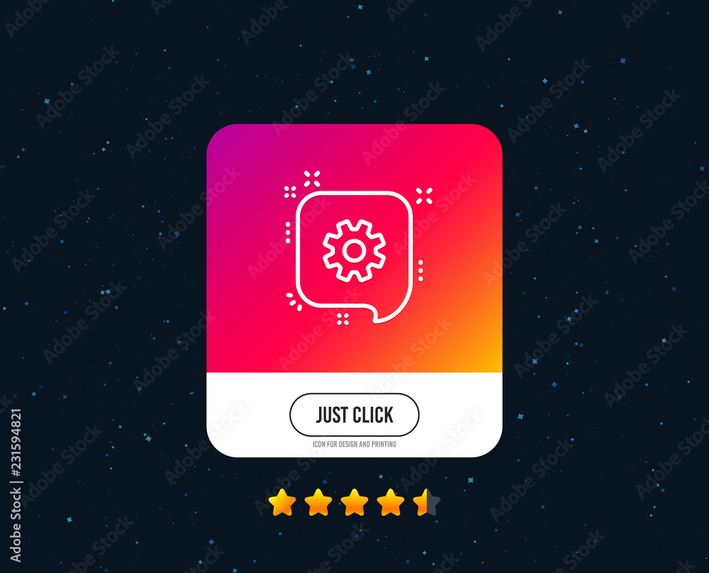 Cogwheel line icon. Technical settings sign. Web or internet line icon design. Rating stars. Just click button. Vector Cogwheel line icon. Technical settings sign. Web or internet line icon design. Rating stars. Just click button. Vector