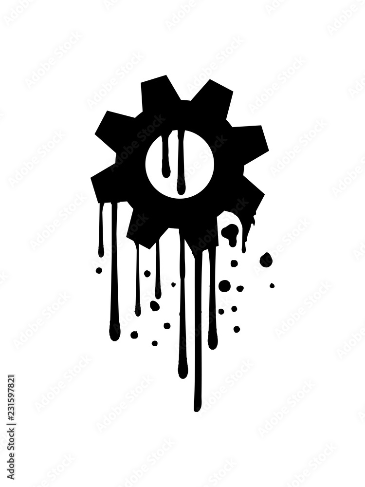 rund graffiti tropfen spray stempel zahnrad logo mechaniker